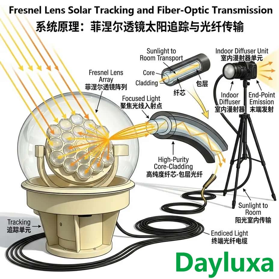 The Optical Physics Behind High-Efficiency Solar Collection in Fiber Optic Daylighting Systems